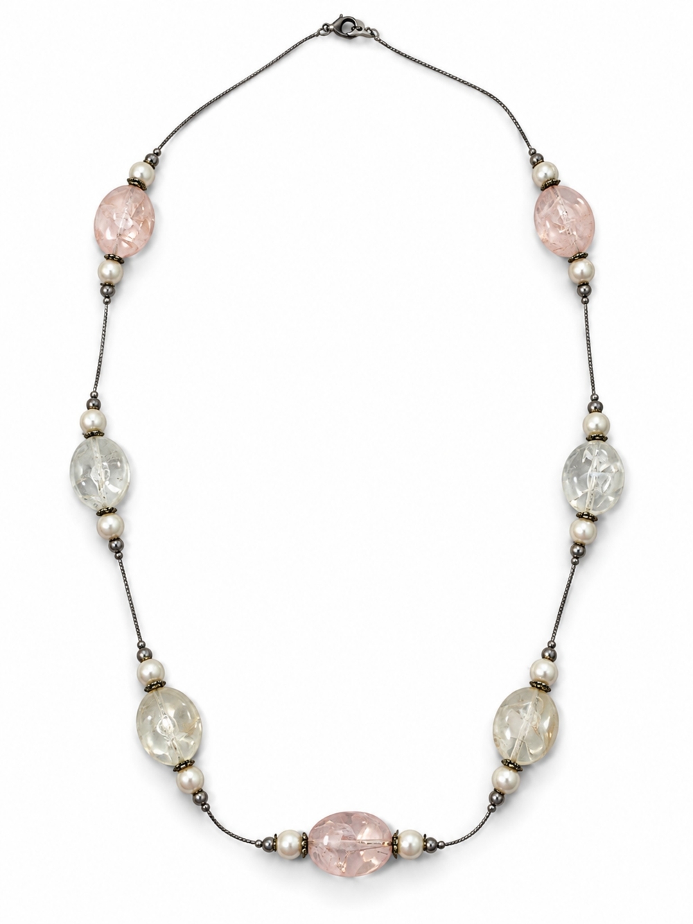 Vintage Pink Champagne Beaded Necklace